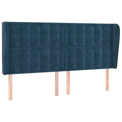 Image de vidaXL Tête de lit avec oreilles bleu foncé 183x23x118/128 cm velours