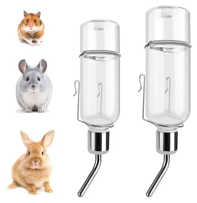 Imagen del producto de Bebedero para conejo bebedero para roedor - 2 piezas - Acero inoxidable - Colgante