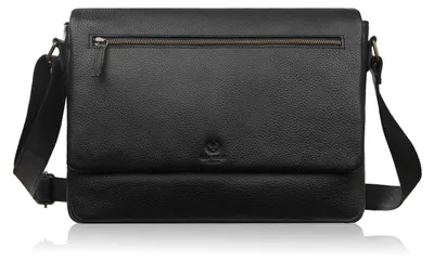 Produktbild von Herren-Laptop-Schultertasche aus Leder schwarz Paolo Peruzzi IM-03-BL
