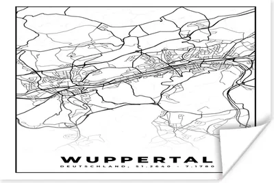 Produktbild von MuchoWow® Poster Stadtplan - Wuppertal - Karte 180x120 cm - Fotoplakat