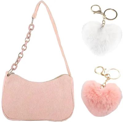 Weiche rosa Handtasche mit 2 Anhängern