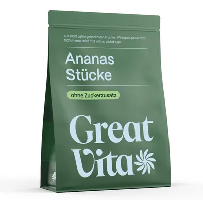 Produktbild von GreatVita getrocknete Ananas 250g | gefriergetrocknete Ananasstücke, ohne Zuckerzusatz