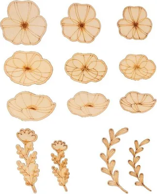 Produktbild von 26 Mini-Mohndekorationen aus Holz