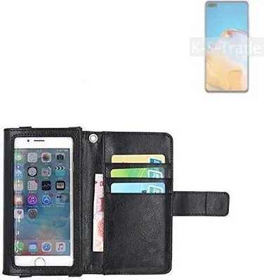 Produktbild von K-S-Trade Handy Hülle Schutz Hülle Kompatibel mit Huawei P40 Case mit Displayschutz / Schutzfolie Flip Cover Wallet case Etui Hülle schwarz