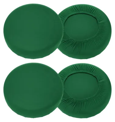 4 runde Barhockerbezüge 40-50 cm, waschbar, dunkelgrün