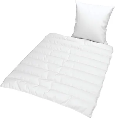 Produktbild von 2-teiliges Microfaser Bettenset JEKATEX OekoTex - 135x200 cm Kissen 80x80 cm Ganzjahres Bettdecke und Kopfkissen weiß