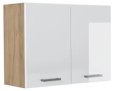 Produktbild von Küchenglasschrank Vicco R-Line Weiß Hochglanz/Goldkraft Eiche 80 cm, Model 71486