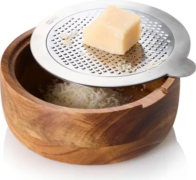 Produktbild von AdHoc GG30 Tisch-Feinreibe für Parmesan, Gewürze, Nüsse uvm. CutnServe, Edelstahl | Akazienholz
