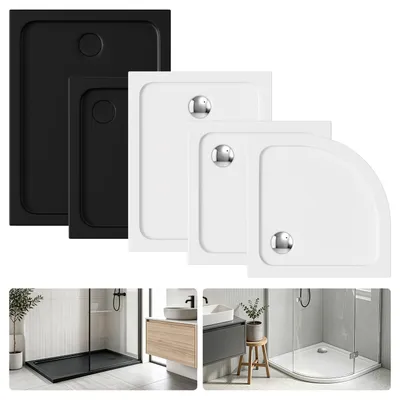 Immagine prodotto di Piatto doccia ISOISL, bianco/nero, 80x80 – 120x90 cm, senza/con scarico, vasca doccia per il bagno