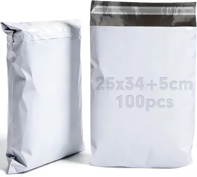 Imagen del producto de Sobres de envío autoadhesivos, de 25 x 34 + 5 cm, paquete de 100 unidades, opacos, ideales para ropa