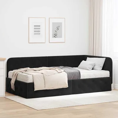 Image de Maison Exclusive - Cadre de lit d'angle noir 90 x 200 cm velours