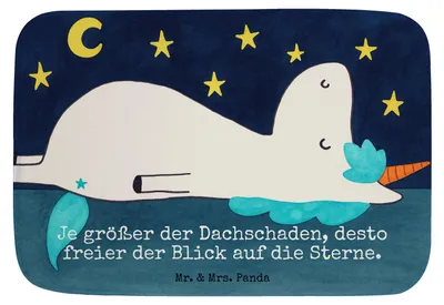 Produktbild von Mr. & Mrs. Panda Badezimmerteppich Einhorn Sternenhimmel Design - Weiß - Geschenk, Unicorn, Einhörner, Teppich Bad, Duschvorleger, Vorleger, Badteppich, Sterne, Verrückt