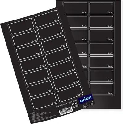Zdjęcie produktu dla Samoprzylepne czarne etykiety na słoiki, 28 szt., 4,7 x 2,5 cm