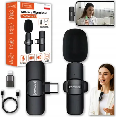 Immagine prodotto di Mini microfono - microfono a clip - wireless - condensatore - nero - USB-C - microfono Bluetooth