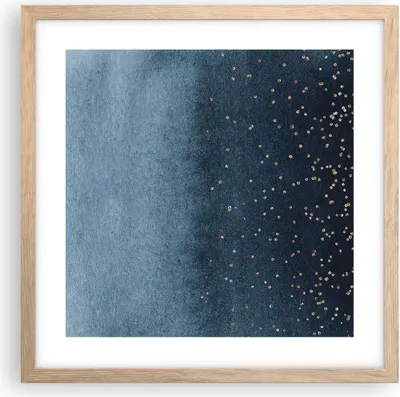 Produktbild von Gerahmtes Poster - Rahmen in heller Eiche - Blau Golden Hintergrund - 40x40 cm - Wand Bild - Wanddeko - Wandbilder - Kunstposter - Wandposter - Bilderrahmen - Bilder - Kunstdruck - P2NAC40x40-5094