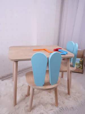 Produktbild von Skye Decor, Bunny Two Chair Set - Baby Blue, Brown, Tischset für Kinder, Baby blau, 100 % MDF, 50 x 45 x 60 cm