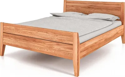 Produktbild von Bett Sydo 8 aus Kernbuche massiv 90x200 cm mit Holzkopfteil und hohem Fußteil