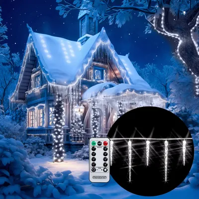 Image de MONZANA® Guirlande lumineuse stalactites 40 LED Blanc Télécommande Minuterie 8 modes Illumination Extérieur décoration noël