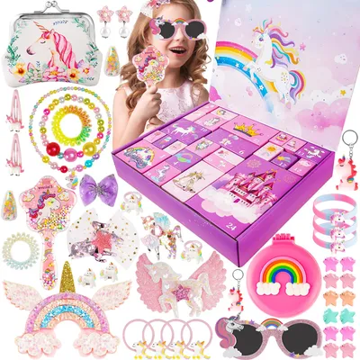 Image de Calendrier de l'Avent 2025 pour enfants - Licornes, cadeaux pour filles, calendrier de compte à rebours de Noël, 24 jours de surprises