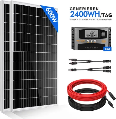 Produktbild von 600W Watt 12Volt Solarpanel Solar Set Solaranlage Photovoltaik Komplettset Inselanlage Garten Boot Camping Solarmodul