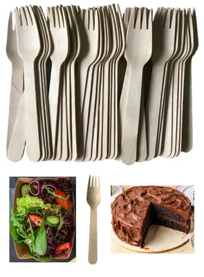 Hölzerne Wegwerfgabeln, 50 Stück, 16 cm, biologisch abbaubar