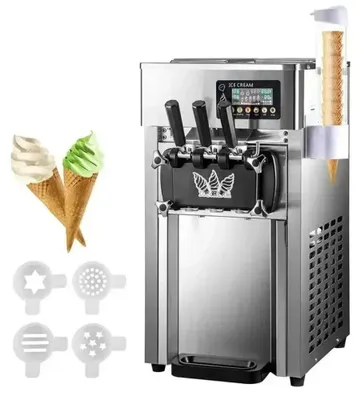 Immagine prodotto di Macchina per gelato soft - Distributore automatico di gelato - Macchina per gelato soft - Macchina per la produzione di gelato - 18 litri all'ora - Compressore da 1200W