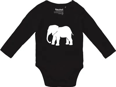 Produktbild von Huuraa Baby Body Elefant Silhouette 62 Black  Baumwolle Fairtrade Langarmbody Geschenkidee