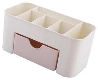 Obrázek produktu pro Kosmetický organizér, multifunkční, z plastu PP, růžový, s 6 přihrádkami a zásuvkou