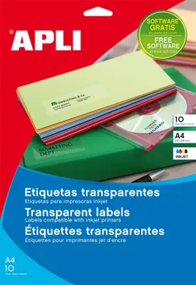 Transparente Etiketten 63,5x38,1 mm, 10 Blatt, 210 Stück