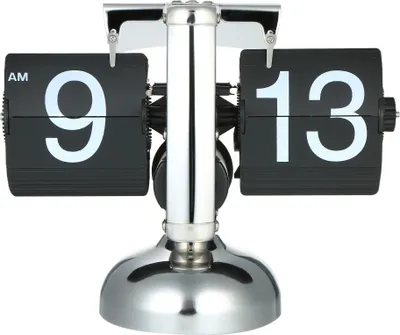 Obrázek produktu pro Stolní hodiny Flip Clock Retro Alarm Clock Grandfather Clock, nerezová ocel Flip Internal Gear, Flip Digital Clock Display - evropský styl dekorace stolních hodin, černá barva