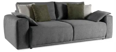Obrázok produktu pre Pohodlná rozkladacia pohovka QUEEN s funkciou spania (252 x 120 cm) – sivá s dekoratívnymi vankúšmi