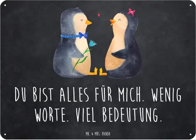 Produktbild von Mr. & Mrs. Panda tafel Pinguin Pärchen DIN A6 - Kreidetafel - Geschenk, Hochzeitstag, Retro Blechschild, Hochzeit, Liebe, Türschild, Wandbild, Schild