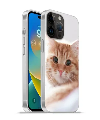 Produktbild von MuchoWow® Handyhülle Schutzhülle Hülle für Apple iPhone 14 Pro - Softcase Katze - Rot - Bett - Mädchen - Kinder - Jungen Silikon Softcase Handy Hülle - Umschlag