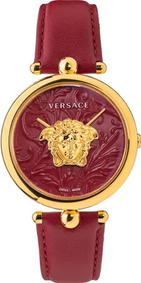 Produktbild von Versace VECO01520 Palazzo Empire gold rot Leder Armband Uhr Damen NEU