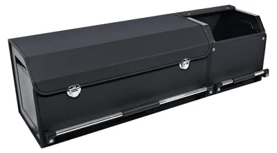 Image de Organisateur de coffre avec couvercle, taille XXL, en cuir, renforcé en ABS, avec poignée à pousser-tirer, dimensions 104x29x31 cm, couleur noire