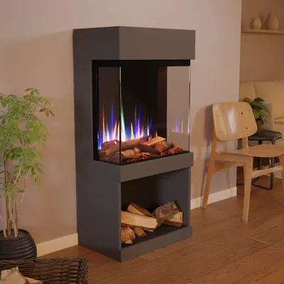 Produktbild von Glow Fire Elektrokamin 'PR12' in Weiss | LED Standkamin in weiß mit Heizung (1500 W) | HxBxT: 130x61,5x40cm