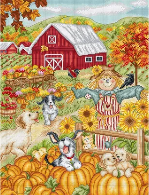Image de Letistitch kit de broderie au point de croix "Herbstfarm", modèle à compter, 27x35cm