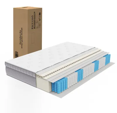 Produktbild von Matratze 140x200 H3, 25cm, Komfortschaum, 7-Zonen-Taschenfederkern, ergonomisch,