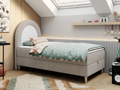 Produktbild von Kinderbett, Boxspringbett für Kinder, Einzelbett mit Matratze - NEST - 90x180cm - Beige - H3