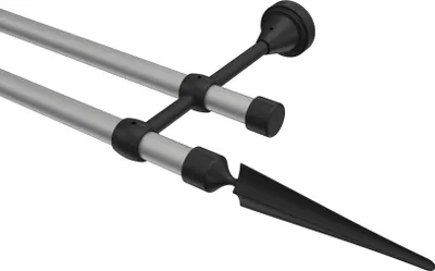 Produktbild von Interdeco Gardinenstange / Vorhangstange Silbergrau / Schwarz, Typ Primus Lorenzo (Speer), 16 mm Ø 2-läufig, 180 cm