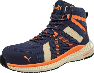 Zdjęcie produktu dla Buty ochronne Puma Rival blue/orange mid S1PS zgodne z normą EN ISO 20345:2022 S1PS ESD FO HRO SR wielokolorowe rozmiar 44