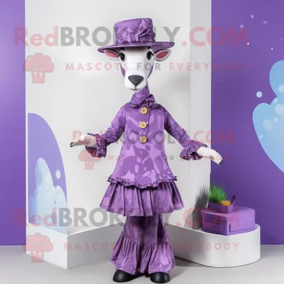 Produktbild von Lila REDBROKOLY Giraffen Maskottchen kostüm mit Faltenrock und Hüten