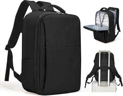 Produktbild von Famanu Reisetasche Rucksack Handgepäck 45x36x20 - Kabinentasche 40x20x25 Ryanair - Wochenendtasche Rucksack - 14 Zoll Laptop - Schwarz