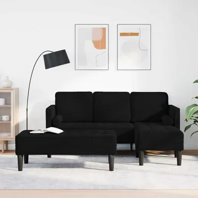 Produktbild von PUEAZU Sofa Set 2 stk. Schwarz Polyester - Klassische Sofas @25781