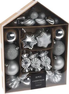 Immagine prodotto di Baubles natalizi di varie forme, set di 32 pezzi