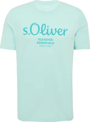 Produktbild von s.Oliver Herren T-Shirt - Basic, Logoprint, Rundhals, Baumwolle Türkis L