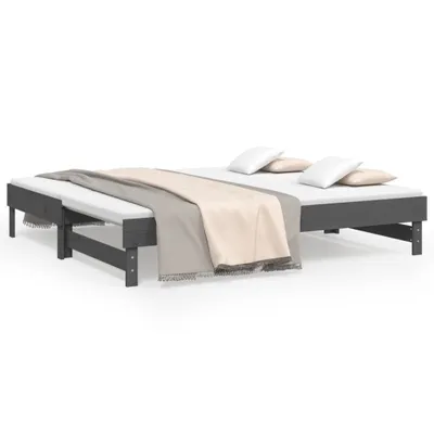 Image de vidaXL Lit de jour extensible Gris 2x(90x190) cm Pin massif