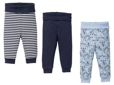 Produktbild von 3 x Lupilu Baby Schlupfhosen Hose Organic Baumwolle Gestreift/blautöne 86-92