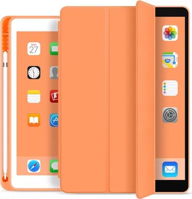 Produktbild von Hülle für neues iPad 8. Generation (2020) / 7. Generation (2019) 10,2 Zoll - [Eckenschutz] Standabdeckung mit Stifthalter, Auto Sleep / Wake für neues iPad 8. Generation (2020) / 7. Generation (2019) 10,2 Zoll,Orange