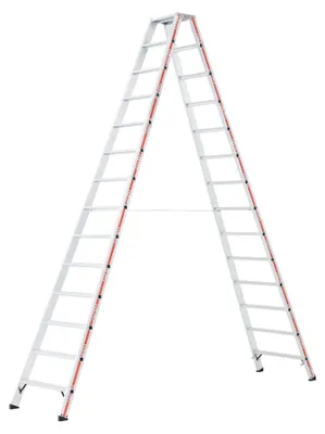 Produktbild von Hymer Stufenstehleiter mit Alu-Druckguss Gelenk 2x14 Stufen